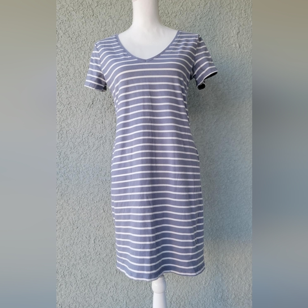 H&M Grey and White Striped Dress